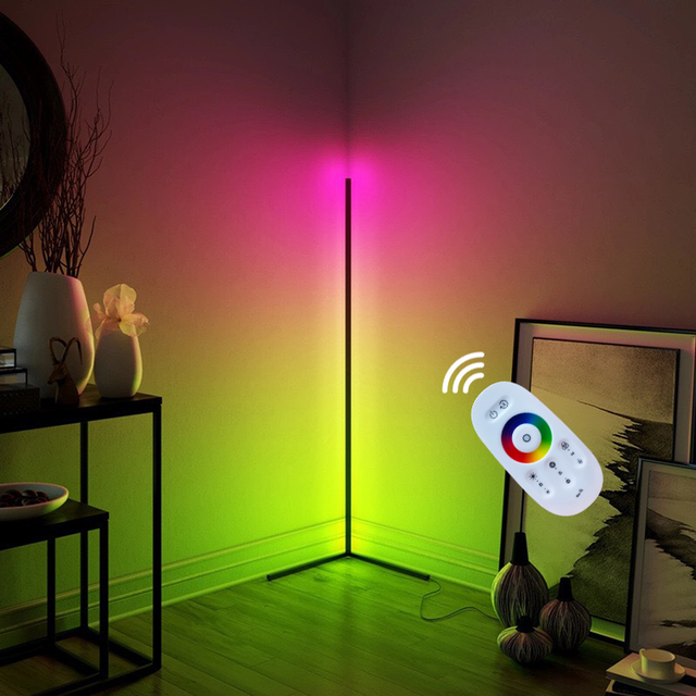 Hot Sale Minimal Modern Rgb Led Tripod Corner Floor Lamp App Control Smart Corner Standing Led Rgb Floor Lamp