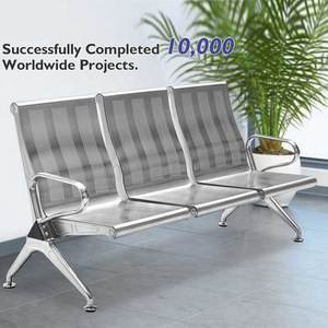 Banco de acero inoxidable Yijiahao de tres plazas con respaldo y reposabrazos para área de espera de aeropuerto - Product Image 2