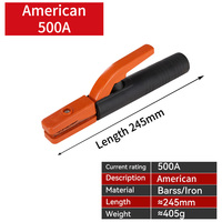 Pince de soudage robuste de type américain 500A, porte-électrode en laiton et fer, accessoires d'usage industriel, noir, garantie 3 ans