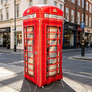 Modèle gonflable géant lumineux LED de 2 m, cabine téléphonique rouge de <span class=keywords><strong>Londres</strong></span>, kiosque publicitaire gonflable pour exposition en rue/tourisme - Product Image 1
