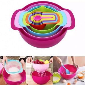 8-Piece Multifunctional Colorful Plastic Baking Tool Set Fruit Vegetable Basket Powder Sieve <b>Measuring</b> <b>Spoon</b> and Cup - Product Image 5