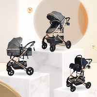 Poussette pliable 3-en-1 à haute vue pour bébé Fonction d'absorption des chocs intégrée Poussette à forte capacité de charge avec siège auto