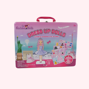 Recyclable Metal <b>Tin</b> Case with Handle Custom Kids Dress-Up Doll Print Empty for Toy Game Set Children Gift <b>Storage</b> Packaging - Product Image 1