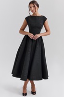Robes Chic 2025 Sexy Sans Dos Col Rond Robe de Soirée Robes d'Été Élégantes Coupe A-ligne Robes Midi pour Fête d'Anniversaire Femme