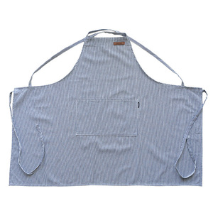 Japanese Style Cotton Suspender Apron Blue And Dark Green Stripes Machine Washable Daily Use - Product Image 4