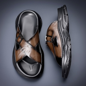 Sandales d'été en cuir véritable 2026, best-seller, à semelle épaisse et résistantes à l'usure, pour hommes, à bout fermé, décontractées, pour l'extérieur - Product Image 4