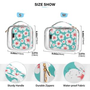 Hot Selling 2 Sets Custom <b>Cosmetic</b> <b>Bag</b> with Hibiscus Print Large Capacity Clear PVC Waterproof <b>Travel</b> Toiletry Organizer - Product Image 3