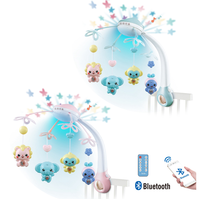 Bluetooth-колокольчик с дистанционным управлением для детской кроватки, проекционный Ночной светильник, мобиль для детской кроватки HC473421