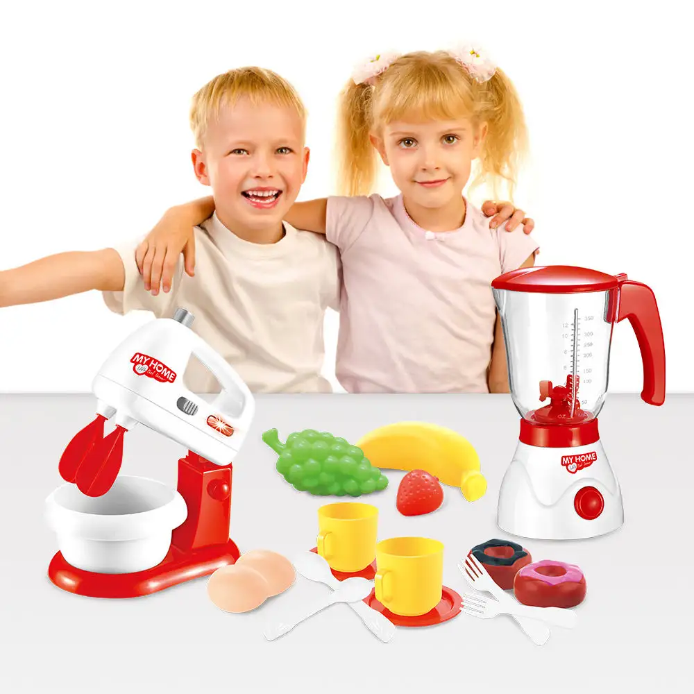 Nuovo gioco di finzione per bambini cucina cibo gioco elettrodomestici Set elettrico spremiagrumi frullatore e cibo giocattolo per bambini Set da cucina per bambini