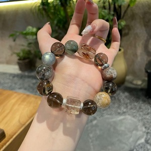 <span class=keywords><strong>Bracelet</strong></span> en perles de cristal naturel pour femme, Or noir Super Sept, Phantôme Quatre Saisons, Attraction de Richesse, <span class=keywords><strong>Clair</strong></span> de <span class=keywords><strong>Lune</strong></span> Gris, Affaires - Product Image 3