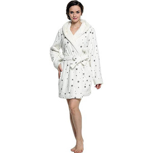 Albornoz de lana coral para mujer <span class=keywords><strong>Bata</strong></span> <span class=keywords><strong>corta</strong></span> con capucha de felpa QS1027J56 - Product Image 1
