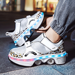 Dingjian Flashing Roller Shoes With Led Lights For Kids And Teens Mesh Material Double Row Wheels Rechargeable - Product Image 4
