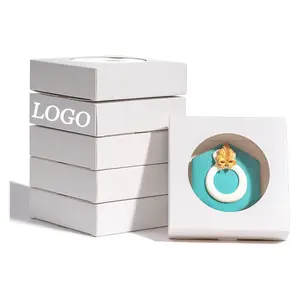 Folded White Square Food Donut Pie Homemade Handmade Gift Eco Packing Round Transparent Window Small Folding Paper Biscuits Box