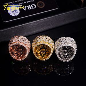 Новое поступление, полностью обледенение, причудливая форма, <span class=keywords><strong>925</strong></span> стерлингового серебра, позолоченный сертификат GRA, овальное кольцо из муассанита - Product Image 6