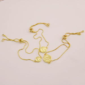 BM1196 Dainty 18K Gold St Benedict <span class=keywords><strong>San</strong></span> <span class=keywords><strong>Benito</strong></span> <span class=keywords><strong>Abad</strong></span> Protección Amuleto Bolo Pulseras de cadena ajustables para mujer Joyería Católica - Product Image 2