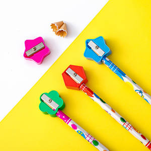 Afilador de lápices de plástico para niños, afilador de lápices rectangular personalizado con forma de <span class=keywords><strong>flor</strong></span> y Estrella, regalo promocional - Product Image 2