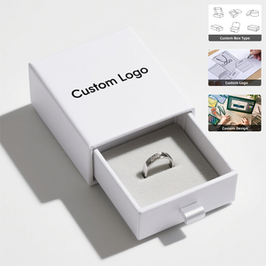 Luxury Ring Jewelry Packaging <b>Box</b> Custom Logo Paper Drawer <b>Gift</b> <b>Box</b> With Plush Insert Simple Style Premium Jewelry <b>Box</b> - Product Image 1