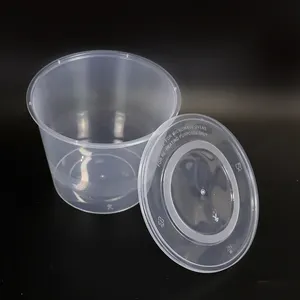 Hitam Sekali Pakai Plastik Dapat Dimicrowave PP Bulat Dua Lapisan Menghilangkan Mangkuk Sup Panas dengan Tutup