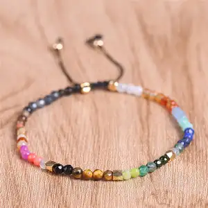 Ornements de méditation de guérison de bohême Bracelets réglables de pierre naturelle de Chakra de Yoga tressé de équilibre de prière de Reiki