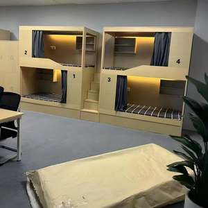 Cama litera con diseño de cápsula, moderna, de madera, para 2 niños, cama litera tamaño queen para adultos, muebles para dormitorio infantil que ahorran espacio - Product Image 2