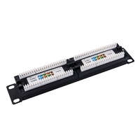 Panel Kabel Patch Ethernet Cepat Terstruktur 19 Inch 1U Rack Mount 12 Port Cat5e UTP RJ45 110 IDC 100MHz T568A/B CE RoHS