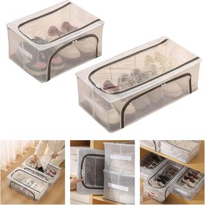 Boîte de rangement à chaussures empilable, organiseur de chaussures transparent avec fenêtre à fermeture éclair - Product Image 4