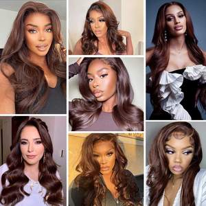 Raw Malaysian Remy <strong>Wig</strong> 13*4 Transparent <strong>HD</strong> Lace Frontal Chocolate Brown Body Wave Glueless Lace Front Human Hair <strong>Wigs</strong> <strong>Vendor</strong> - Product Image 6