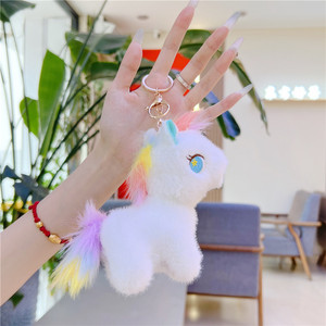 Internet celebrità simpatico <span class=keywords><strong>unicorno</strong></span> cartone animato orso peluche piumino pagg in maglia di cotone con portachiavi femminile stalla pendente - Product Image 4