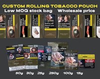 Sacs en plastique refermables personnalisés pour cigares et tabac à rouler, avec fermeture éclair, 30g, 25g, 100g, 50g