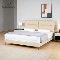 Lit Moderne Simple et Luxueux en Cuir Rembourré Confortable, Taille King & Queen, Cadre en Bois et Fer avec Garantie d'un An