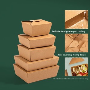 Boîte à lunch jetable en gros, emballage <span class=keywords><strong>alimentaire</strong></span> en papier kraft, <span class=keywords><strong>carton</strong></span> de qualité <span class=keywords><strong>alimentaire</strong></span> pour poulet frit et salade à emporter - Product Image 3
