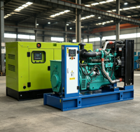 Générateur diesel électrique insonorisé de type conteneur ouvert ou silencieux de 100 kVA, 200 kVA, 300 kVA, 500 kVA, 800 kVA, 900 kVA, 1250 kVA, 1500 kVA