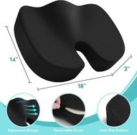 Coussin de siège en mousse à mémoire de forme avec gel rafraîchissant pour soulager la sciatique et les douleurs du coccyx, pour le bureau, les jeux, la voiture, le fauteuil roulant, noir, grand format