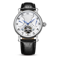 Conception et production en usine de montres mécaniques en acier de style affaires, avec calendrier, affichage de la puissance et mouvement à inertie, pour marques privées