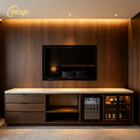 Meuble TV sur mesure pour chambre d'hôtel MARFA, console multimédia murale sur mesure avec mini-bar pour chambre d'hôtes, vente en gros
