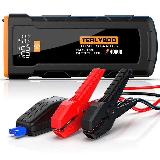 Car Auto Emergency Jump Starter 8000mAh 24000mAh Lithium-ion Polymer Battery LED Lighting 12V Portable Diesel Gasoline RoHS