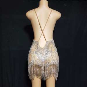 <span class=keywords><strong>Mini</strong></span> Abito Sexy <span class=keywords><strong>in</strong></span> Rete con Strass Scintillanti, Vestito da Sera per <span class=keywords><strong>Donne</strong></span>, Abito per Feste di Compleanno, <span class=keywords><strong>Costume</strong></span> da Palcoscenico per Nightclub - Product Image 5