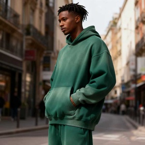 TKAN247D Sweat à capuche pour homme surdimensionné décontracté en coton épais sérigraphie personnalisée Vintage délavé à l'acide - Product Image 1