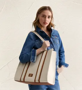 Custom Reusable Shopping Gift Bags Foldable Beach Cotton Canvas Bags With Custom Printed Logo