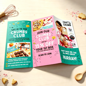 โบรชัวร์พับสามตอนแบบเคลือบพิมพ์ลายตามสั่ง ใบปลิวพับได้สำหรับโปรโมทสินค้าอาหาร แนะนำผลิตภัณฑ์แบรนด์อาหาร - Product Image 1