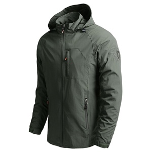 Blouson bomber <span class=keywords><strong>mi</strong></span>-long à capuche pour <span class=keywords><strong>homme</strong></span>, printemps-automne, avec fermeture éclair, coupe-vent, en nylon, multi-poches, style workwear et streetwear - Product Image 3