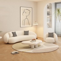 Canapé une place en tissu PU style crème, ensemble de meubles pour salon de beauté, réception, petit appartement, salon moderne, design incurvé