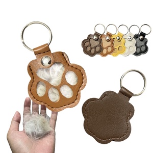 Leather Eco-friendly Creative Cartoon Dog Paw <strong>Pet</strong> Keepsake Hair Memorial Keychain Pendant Anti-Lost <strong>Ornament</strong> Modern Simple - Product Image 1