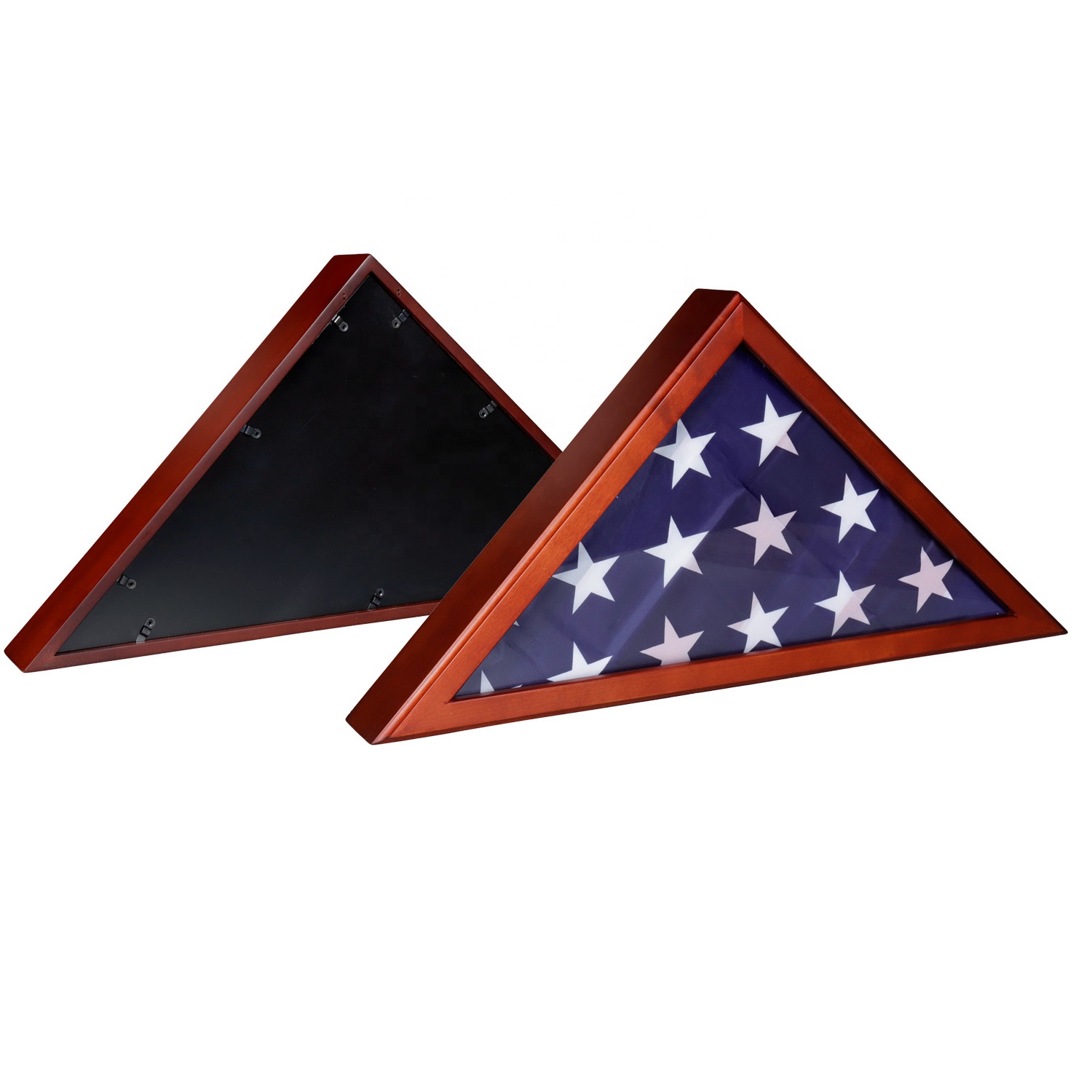 Высококачественный сувенирный подарок, чехол из березы, настенная погребальная рама, дисплей флага, деревянные треугольные коробки