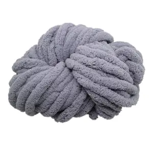 perfect knitting handmade super chunky micro chenille yarn Hand Knitting best sell retailer's factory blanket