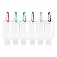 Bouteille portable en PP de 30 ml, 50 ml, 60 ml avec mousqueton, format voyage, bouchon à vis, givrée, vide, pour désinfectant pour les mains, alcool, savon liquide – Vente en gros