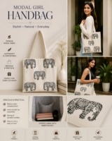 Sac fourre-tout élégant en toile imprimée motif éléphant, forme oreiller, deux poignées, bandoulière, écologique, pliable, 16 pouces, pour voyage