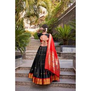 Lehenga Choli en soie jacquard de qualité supérieure avec un design élégant et un travail de tissage Zari parfait pour le mariage et la fête de fiançailles - Product Image 5