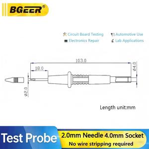مسبار فولاذي فائق الحدة بقطر 2 مم مع قابس 4 مم للقياسات الرقمية واختبارات الكهرباء - Product Image 3