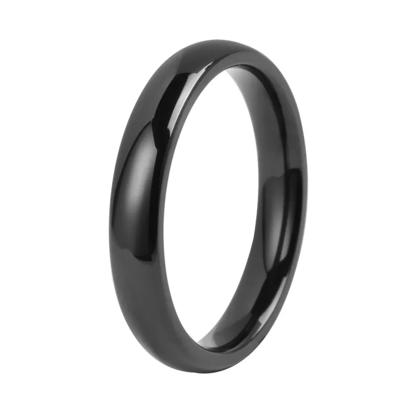 Custom Fashion Wholesale Simple Design 4mm 316L Black Stainless Steel Rings For Men Bague Acier Inoxydable Nouveau